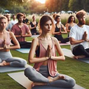 a group of people having a yoga section to tune the mind and body