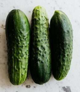 three pieces of cucumber