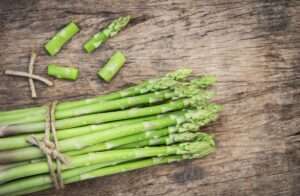 a bunch of asparagus for perfect grilled salmon with roasted vegetables