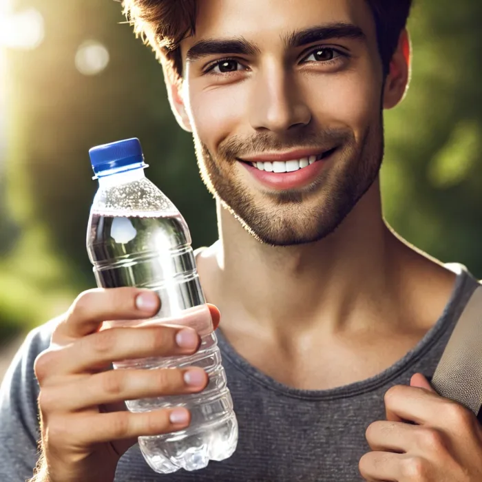 A man holding a bottled water-the dangers of bottled water