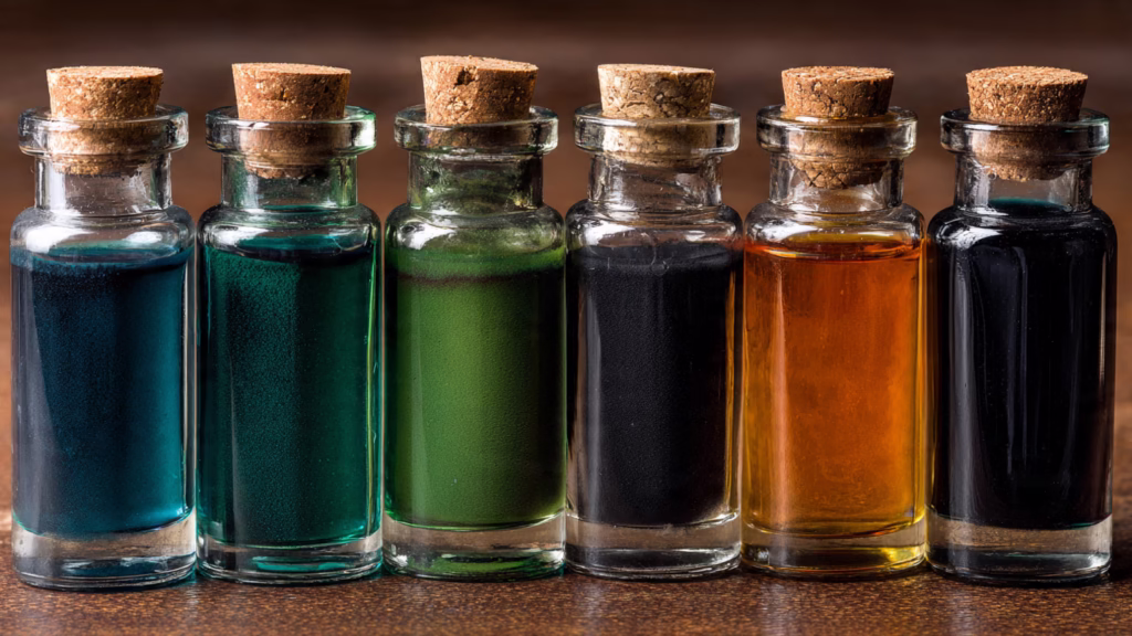 Blues, Greens, Browns & Blacks Food Coloring in Bottles