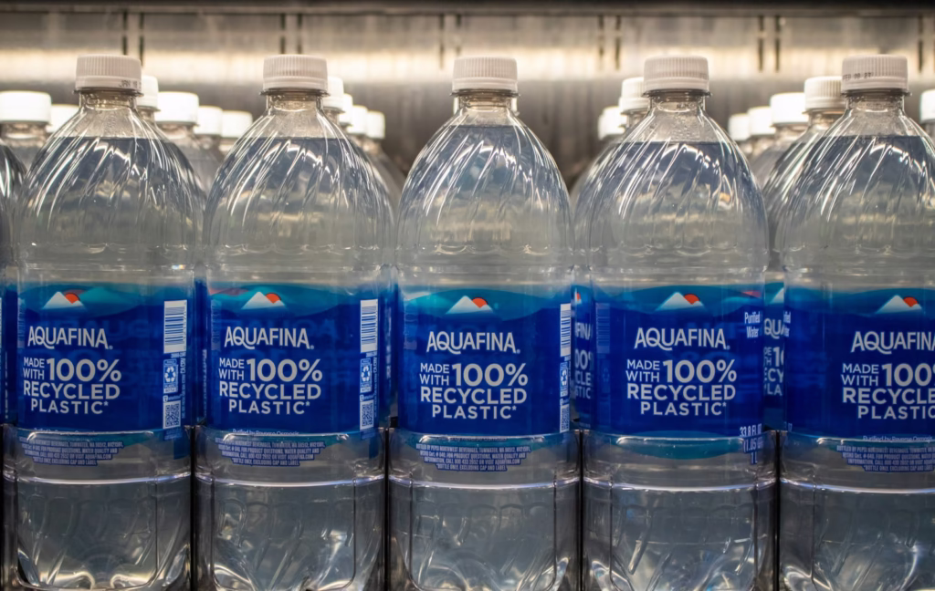 Bottles of aquafina water made with recycled plastic-The Truth About Bottled Water